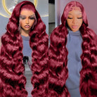 Body Wave 99J Burgundy Color 13x4 Hd Lace Frontal Wigs Human Hair Wig-3