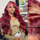 Body Wave 99J Burgundy Color 13x4 Hd Lace Frontal Wigs Human Hair Wig-6