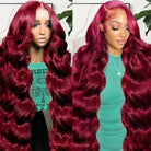 Body Wave 99J Burgundy Color 13x4 Hd Lace Frontal Wigs Human Hair Wig