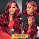 Body Wave 99J Burgundy Color 13x6 Hd Lace Frontal Wigs Human Hair Wig-2