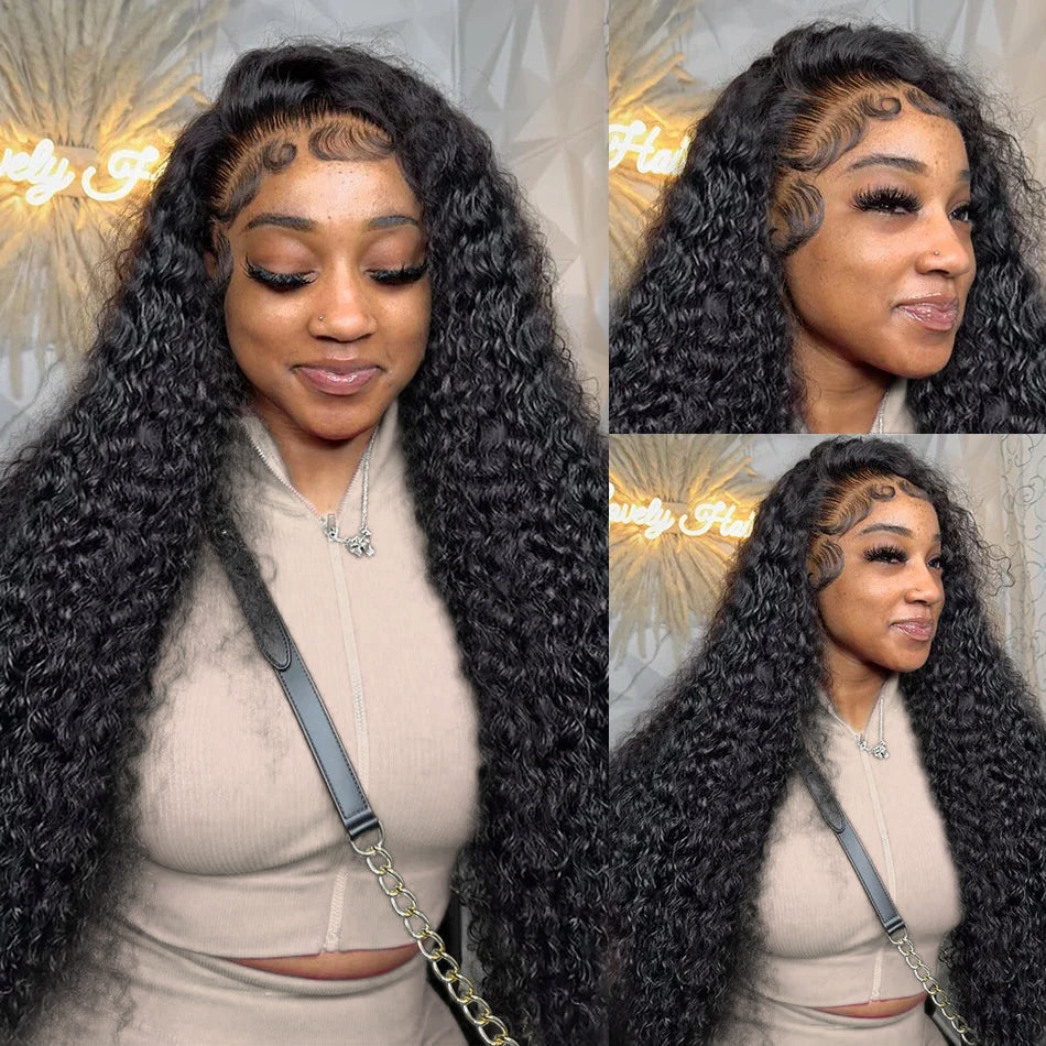 Deep Wave 13x6 Hd  Lace Frontal Wigs Curly Natural Black Human Hair Wig-1