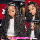 Deep Wave 13x6 Hd  Lace Frontal Wigs Curly Natural Black Human Hair Wig-3