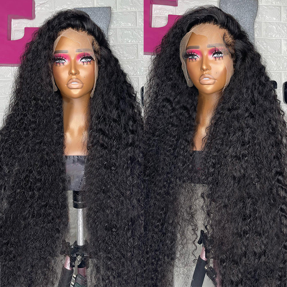 Deep Wave 13x6 Hd  Lace Frontal Wigs Curly Natural Black Human Hair Wig-5