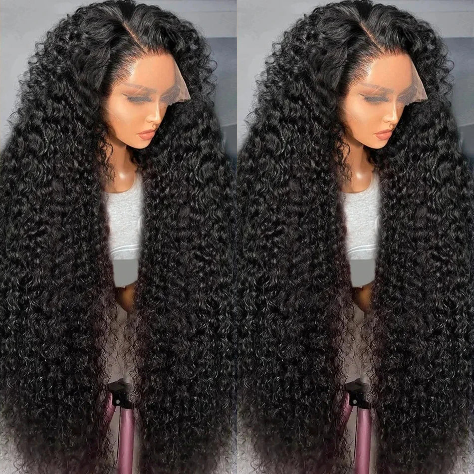 Deep Wave 13x6 Hd  Lace Frontal Wigs Curly Natural Black Human Hair Wig