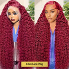 Deep Wave 99J Burgundy Color 13x4 Hd Lace Frontal Wigs Curly Human Hair Wig-1