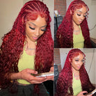 Deep Wave 99J Burgundy Color 13x4 Hd Lace Frontal Wigs Curly Human Hair Wig-7