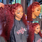 Deep Wave 99J Burgundy Color 13x4 Hd Lace Frontal Wigs Curly Human Hair Wig-8