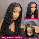 Glueless Human Hair Pre Plucked Wear and Go Deep Wave Wig HD Lace Closure Wigs-3