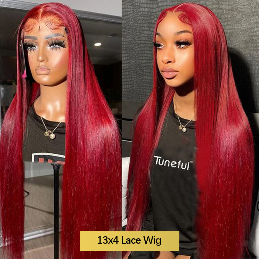 Straight 99J Burgundy Color 13x4 Hd Lace Wigs Frontal Human Hair Wig-1