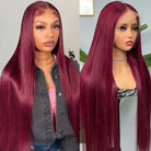 Straight 99J Burgundy Color 13x4 Hd Lace Wigs Frontal Human Hair Wig-6