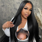 Wear And Go 6*4 Hd Lace Wig Straight Black Long Pre Bleached Tiny Knots Glueless Wig-2