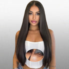 Wear And Go 6*4 Hd Lace Wig Straight Black Long Pre Bleached Tiny Knots Glueless Wig-3