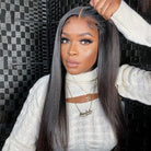 Wear And Go 6*4 Hd Lace Wig Straight Black Long Pre Bleached Tiny Knots Glueless Wig